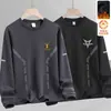 Moletom masculino de outono e inverno, corte solto, forrado com fleece, espessado, pulôver, gola redonda, camiseta de manga longa, tamanho grande, moderno e versátil