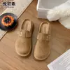 Zapatos Birkenstock de Cuero Genuino Suela Gruesa Punta Cerrada Medias Pantuflas Ropa Exterior para Mujer 2026 Otoño Nuevo Estilo Plataforma Slip-on que Aumenta la Altura Birkenstock