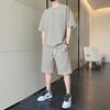 Conjunto de Waffles de Manga Corta y Shorts para Hombre Verano Transpirable Combinable Guapo Holgado Deportivo Casual Conjunto de Dos Piezas Talla Extra