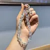 Chaveiro de cristal com pingente de corrente para celular, pingente de corrente pendurada, tom vibrante, colorido, anti-perda, para pulso curto, feminino