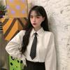 Temporada 2025 Nuevo Estilo Coreano Camisa Blanca Diseño para Mujer Top Estilo Universitario Más Fácil de Combinar Suelta Estudiante Camisa con Corbata