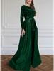 Vestido de Noite Elegante de Manga Longa para Banquete Feminino Europeu e Americano Transfronteiriço 2025, Anfitriã de Reunião Anual, Aura de Rainha, Paetês