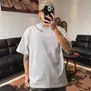 Fornecimento exclusivo transfronteiriço: Camiseta Pesada Estilo Americano, Tendência Unisex de Manga Curta para o Verão, Novo Modelo com Bordado Duplo na Gola, Camiseta Gola Redonda