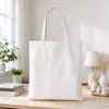 Bolsa de Lona Tote Impresión Personalizada Logo Simple Versátil Gran Capacidad Bolsa de Lona Para Trabajo Viajes Compras de Supermercado Bolsa de Almacenamiento