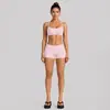 Conjunto de ropa de yoga transfronterizo con sujetador deportivo de cuello halter con sensación de segunda piel y conjunto de pantalones de fitness de secado rápido de cintura baja para correr y ciclismo al aire libre