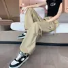 Pantalones casuales de trabajo retro estilo americano para mujer, pantalones jogger versátiles de pierna recta fluidos, pantalones holgados de pierna ancha, estilo verano, ins