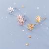 Pendientes de plata S925 para mujer, estilo coreano, con forma de estrella pequeña, con forma de sol, con diamantes frescos y huecos, E9627