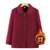 Casacos de primavera e outono para mulheres de meia-idade e idosas, blusas elegantes casuais e versáteis de corte solto, blusa de botão solta estilo vovó