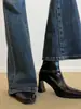 Botines de punta cuadrada estilo coreano para mujer, tendencia 2026 y elegantes, versátiles botines Martin nuevos de tacón grueso, botines elásticos de ajuste ceñido