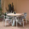 Combinação de Mesa e Cadeira para Exterior Jardim Pátio Terraço Ar Livre Mesa e Cadeira para Exterior Cadeira de Rattan Liga de Alumínio Madeira Plástica Mesa Redonda