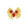 Decoración de Lazo de Campana de Navidad de Cinta Multicolor Hecha a Mano Cinta Cinta Colgante de Alambre Dorado Accesorios para Regalo de Halloween
