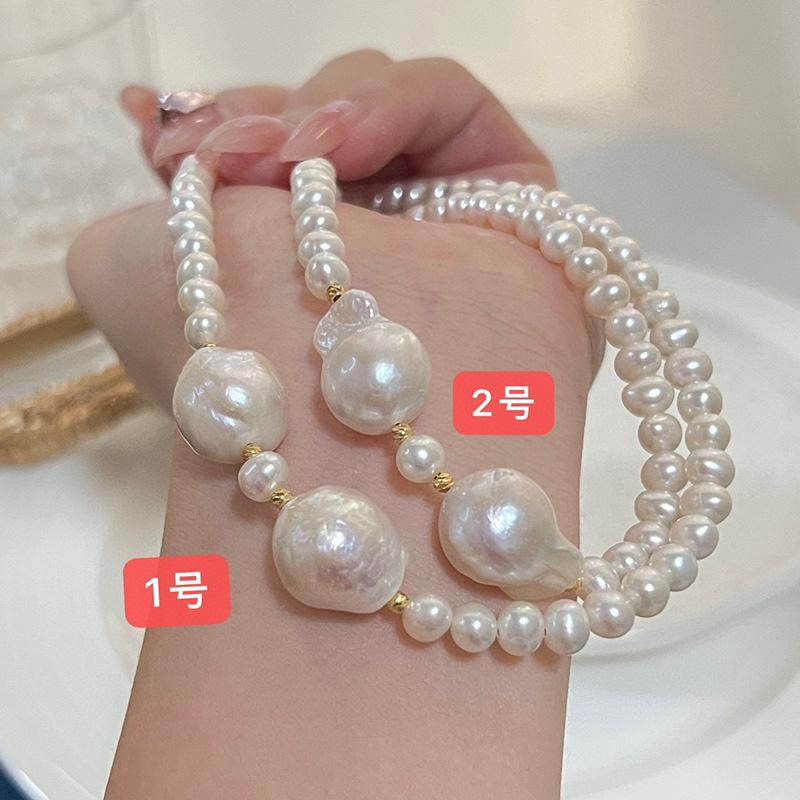 不规则巴洛克吊坠珍珠项链14k注金时尚高级感天然淡水珍珠锁骨链