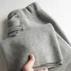 Calça larga versátil 100% lã para mulheres, solta e grossa, adequada para outono e inverno, corte reto, comprimento até o chão, com efeito de caimento, calça casual branca de caxemira