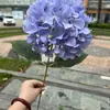Nueva Hortensia Morada Azul Exportación de Cabeza Única Coreana Grande Hortensia Boda Decoración Suave Flor Artificial Fábrica Mayorista