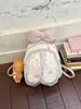 Mini Mochila Estudiantil Estilo Nuevo Versión Coreana Bolso de Doble Hombro Bolso de Doble Hombro con Borde de Encaje y Moño Mochila de Doble Hombro con Orejas de Conejo