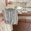 Conjunto de Verano para Bebé Niña 2026 Nuevo Estilo de Verano Dulce Chaleco de Encaje con Top y Shorts de Flor de Encaje Conjunto de Dos Piezas
