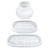 Bandeja Oval de Rocha DIY Aromaterapia Silicone Padrão de Pedra Abrasiva Redonda Porta-Vela Pote de Armazenamento Gesso Cola Abrasivo