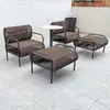 Silla Sofá Trenzada con Cuerda para Exteriores, Invernadero, Jardín, Bienes Raíces al Aire Libre, Juego de Tres Piezas de Silla Trenzada con Cuerda, Muebles Combinables, Arte de Ratán