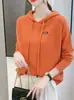 Moletom com Capuz para Mulheres 2026 Novo Outono Estilo Coreano Suéter Curto Solto Feminino Primavera e Outono Cor Pura Blusa de Tricô