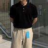 Polo de Punto Nido de Abeja Fresco para Hombre Primavera y Otoño Nuevo Guapo Color Puro de Gama Alta Suelto Solapa Camiseta de Manga Corta