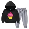 Conjunto de moletom com capuz masculino e infantil outono e inverno 2023 meninas estudantes Novo conjunto quente acolchoado com veludo plus de roupas de inverno