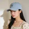 Boné de Brim Lavado Estilo Coreano Letra C para Estudantes, Boné de Baseball para Casais, Boné Bico de Pato Afina Rosto Estilo Streetwear Estudantil para Homens