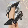 Sapatos de Salto Alto Europeus e Americanos para Comércio Exterior Transfronteiriço, Moda Novo Estilo, Bico Fino, Tiras Cruzadas, Versáteis e Elegantes, Bico Fechado