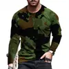 Camiseta de manga larga para hombre con estampado digital, cuello redondo, corte holgado, estampado de camuflaje deportivo 3D, nueva para primavera y otoño, transfronteriza