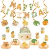 Bestseller transfronteiriço: Faixa de aniversário com padrão de capivara, faixa de letras, decorações de topo de bolo estilo fresh de verão