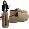 Zapatos Birkenstock de Cobertura Total para Mujer 2026 Otoño Nuevos Zapatos Perezosos de Cuero Mate con Hebilla Planos Retro Birkenstock Zapatos Individuales