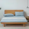 Sábana Bajera Ajustable de Algodón Lavado a Cuadros Estilo Japonés Muji Color Sólido Algodón Puro Sábana Simple