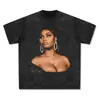 [Transfronterizo 230g] Camiseta de Manga Corta Impresa Estilo Retro Hip-Hop Mina Nicki Minaj Vintage Agua Transfronterizo