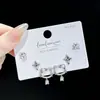 SLBABY exquisitos aretes pequeños con incrustaciones de diamantes, tres pares, aguja de plata s925, elegantes, simples, aretes múltiples