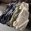 ¡Estilo minimalista japonés! 30 lino 70 algodón! Pantalones casuales rectos para hombre de verano, ligeros, transpirables, con cintura elástica y punta recta