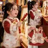Vestido Ningli para Meninas, Roupa Tang Acolchoada de Algodão, Hanfu, Cheongsam, Novo Vestido Princesa Estilo Chinês para Crianças Outono e Inverno