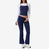Bestseller transfronterizo: Conjunto deportivo de tres piezas en bloques de color con capas, que incluye bralette, top de manga larga, cintura con doblez y pantalones acampanados para fitness casual