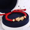 Pulseira Pixiu Banhada a Ouro para Mulheres, Pulseira Simples de Fio Vermelho Estilo Casal para Homens, Joias, Tendência Nacional