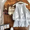 Vestido de Verão com Colete para Meninas Fofas 2025 Bebê Verão Novo Estilo Crianças Pequenas e Médias Saia Princesa Saia Botão de Flor