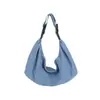 Bolsa Transversal de Ombro Único de Moda Denim Trendy Versátil Grande Capacidade Bolsa Axilar Nova para Trabalho Cor Sólida Bolsa Pequena Quadrada