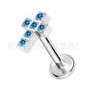 Brincos de titânio F136 com cruz cravejada de zircônia 5A, piercing labial, joias para piercing corporal de liga de titânio G23, brincos