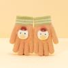 Guantes de invierno de cinco dedos, lindos guantes tejidos con dedos separados para niños y niñas, cálidos y con dibujos animados.