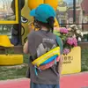 Bolso Cruzado de Hombro Único para Niños Estilo Coreano Color Dopamina Bloqueo de Color, Bolso de Pecho y Cintura Ligero para Deportes al Aire Libre para Niños y Niñas