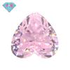 Anillo de piedra principal con circonita cúbica de corte de flor de hielo en forma de corazón, con diamante de alto carbono, color rosa claro, joya de bricolaje, gema 9A