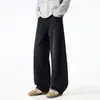 2107 Novo produto de outono para homens plus size: jeans preto lavado, corte curvo, caimento solto, marca da moda, calça reta de perna larga