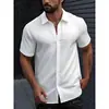 Camisa Masculina de Seda Gelo Fina de Manga Curta para o Verão Moda Tendência Simples Cor Sólida Marca Tendência Top Casual de Secagem Rápida