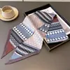 2026 Lenço de Pescoço Fashionável de Camada Dupla Lenço Decorativo de Seda para o Dia a Dia Primavera/Verão Lenço Diagonal para Cabelo Fita Estreita Versátil