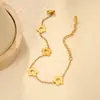 Pulsera Transfronteriza de Comercio Exterior con Diseño Hueco y Liso de Flor de Cinco Pétalos con Cadena de Garras de Diamante Cuadrado Joyería Pulsera de Nariz de Cerdo para Mujeres