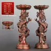 Ornamentos de Castiçal de Latão Duplo Dragão Lótus Atacado, Castiçal de Latão Duplo Dragão Finamente Trabalhado Tartaruga e Garça Decorações para Casa Casamento