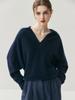 Suéter de punto para mujer, estilo perezoso, cuello en V grande, color gris, holgado, cachemir para bebé, mismo estilo