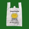 1 Bolsa Engrosada de Cara Sonriente, Bolsa de Plástico Tipo Chaleco, Biodegradable, Adecuada para Compras de Supermercado, Comida, Fruta, Conveniente para Empaque de Comida para Llevar